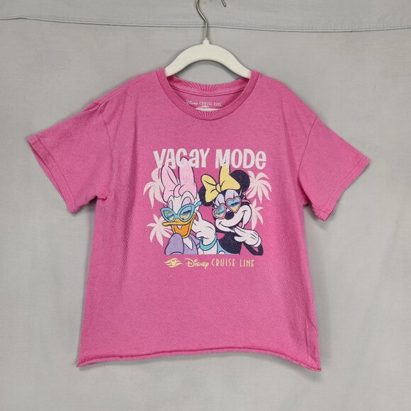 Disney Cruise Line Vacay Mode Tee Shirt Girls M Pink Daisy Duck Minnie Mouse - Picture 1 of 4